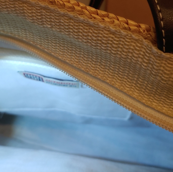 Faded Glory woven straw tote casual shoulder bag green/natural color on top - Picture 6 of 6